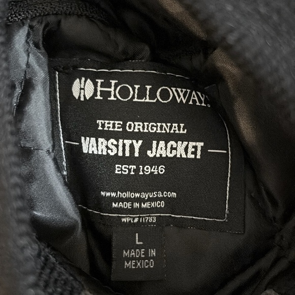 NWT [Holloway] Varsity Bomber Jacket Button-Up Grey Wool & Black Leather Men’s L - Picture 9 of 10